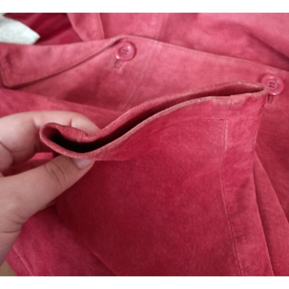 Jessica Holbrook Womens Red Suede Leather Jacket Western Pockets Size Medium - Picture 11 of 14
